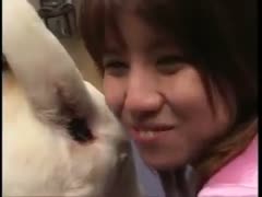 A fuckfest between an Asian couple and a white dog